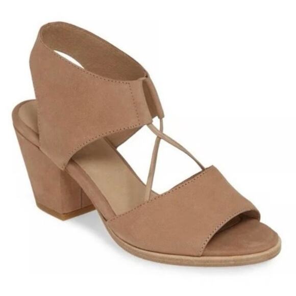 Eileen Fisher 8 Doe Nubuck Suede Block Heel Sandals EUC - Picture 1 of 8